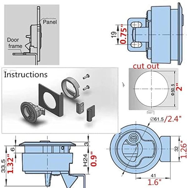 2Pcs/4Pcs Boat Door Latches Handle Keyed Lock - Image 5