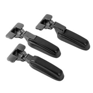4 Pack Inline Black Hinges Three Way Soft Close