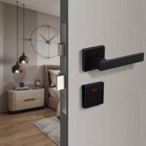 Indoor square door lock with red and green indicator lock