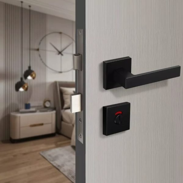 Indoor square door lock with red and green indicator lock