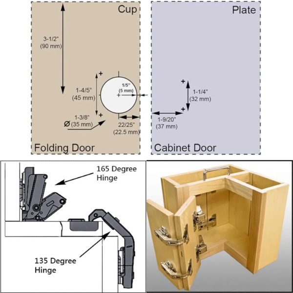 4 Pack 135 Degree Hinges, 3 Way Adjustability - Image 6