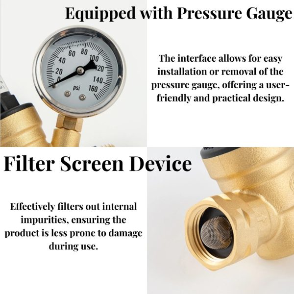 RV Water Pressure Regulator, with Pressure Gauge and Adjustable Knob - Image 4