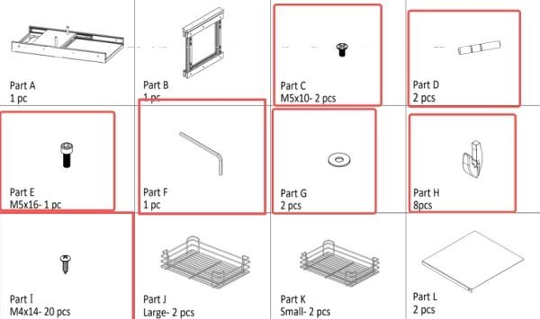 VADANIA Pull-Out Basket Hardware Accessory Kit